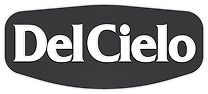 Del Cielo brand logo in white text on black rounded rectangle background