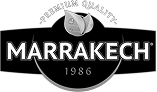 Marrakech logo with 'Premium Quality' text and year 1986 in black and white design
