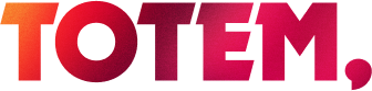 TOTEM brand logo in bold red gradient text